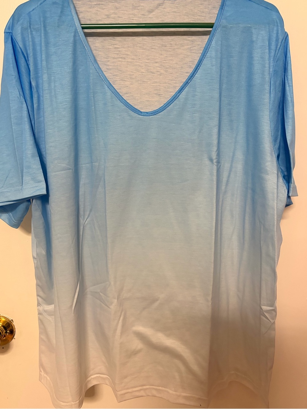 Light Blue Ombre V-Neck Women's Blouse